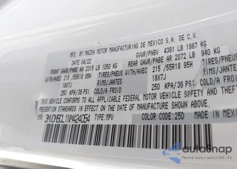 2022 Mazda Cx-30 Preferred from USA, damaged, VIN 3MVDMBCL1NM424054